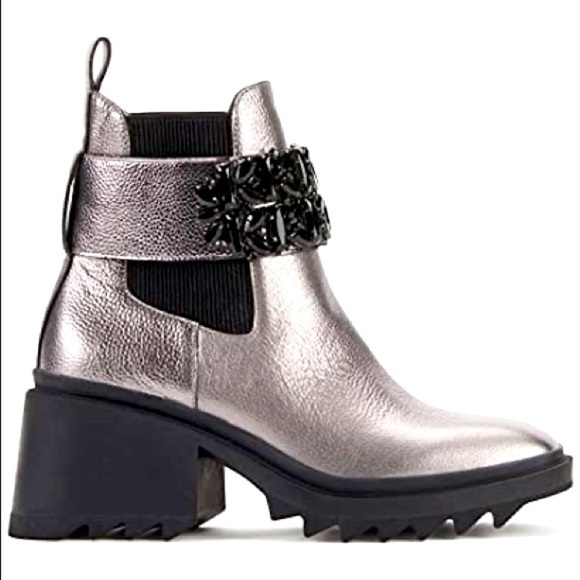 KARL LAGERFELD PARIS Pippa Crystal Embellished Platform Boot | Gunmetal Size 6 - Picture 2 of 9